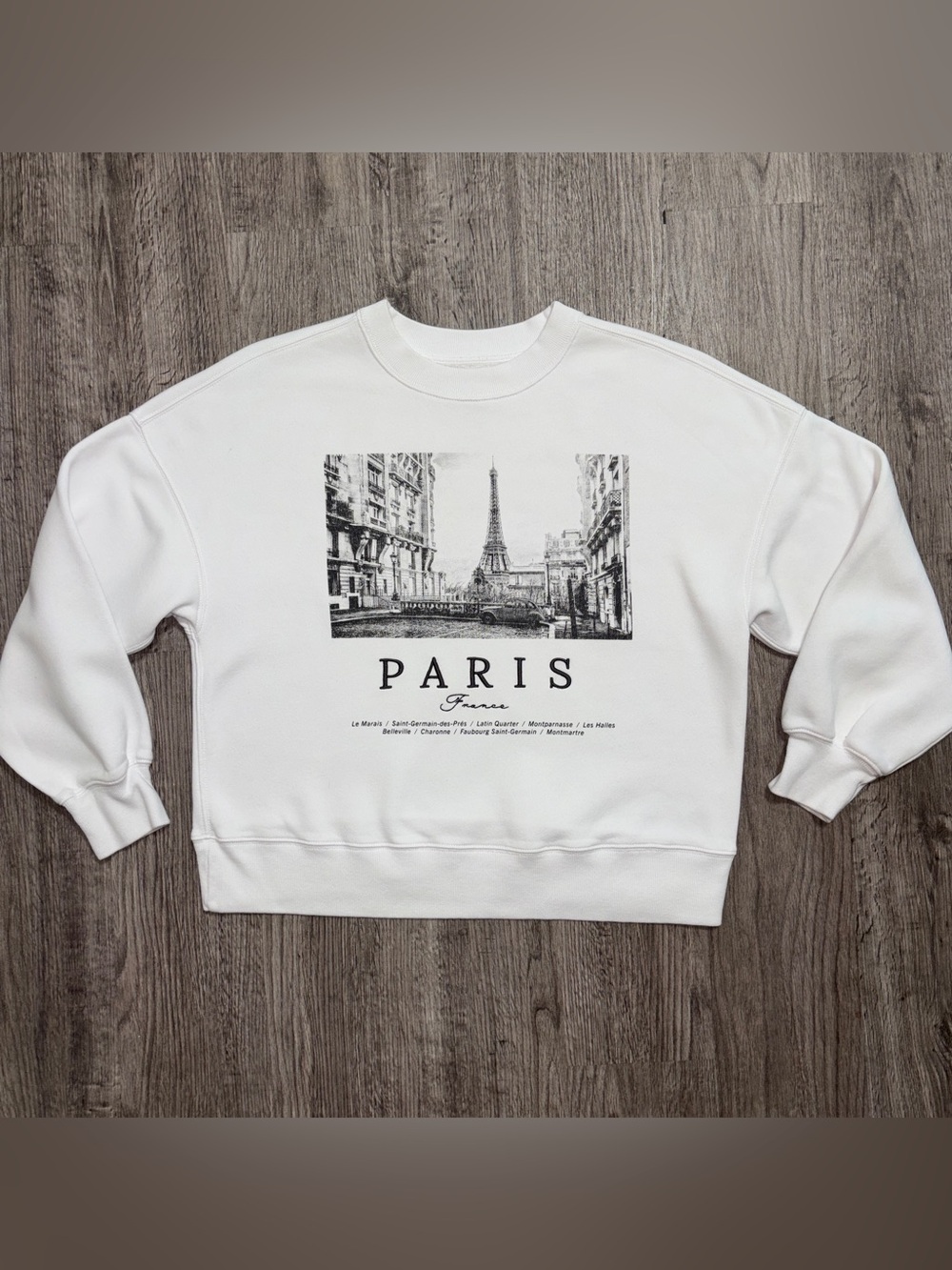 Abercrombie & Fitch Women’s M White Paris Graphic Crewneck Sweatshirt